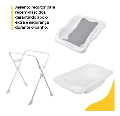 Banheira Infantil Kit Banho Bebê Com Suporte Burigotto