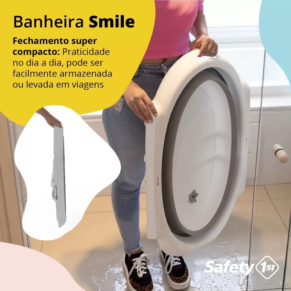 Banheira Smile 35 Litros Cinza Safety 1st