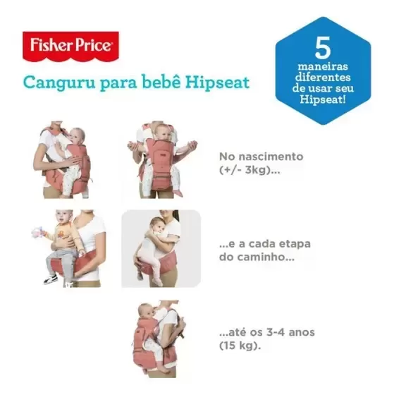 Canguru Hipseat - 0 a 15 Kg - Preto Fisher Price