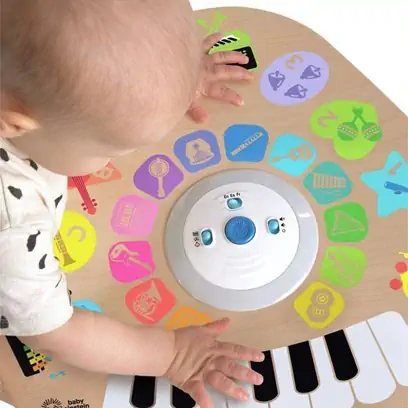 Aluguel brinquedo infantil piano mágico musical baby einstein hape